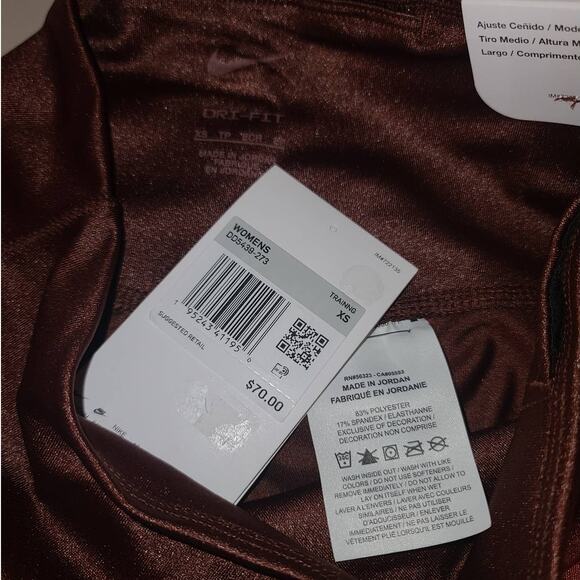 NWT Nike One Dri-Fit rust shimmer leggings - XS - Picture 4 of 4